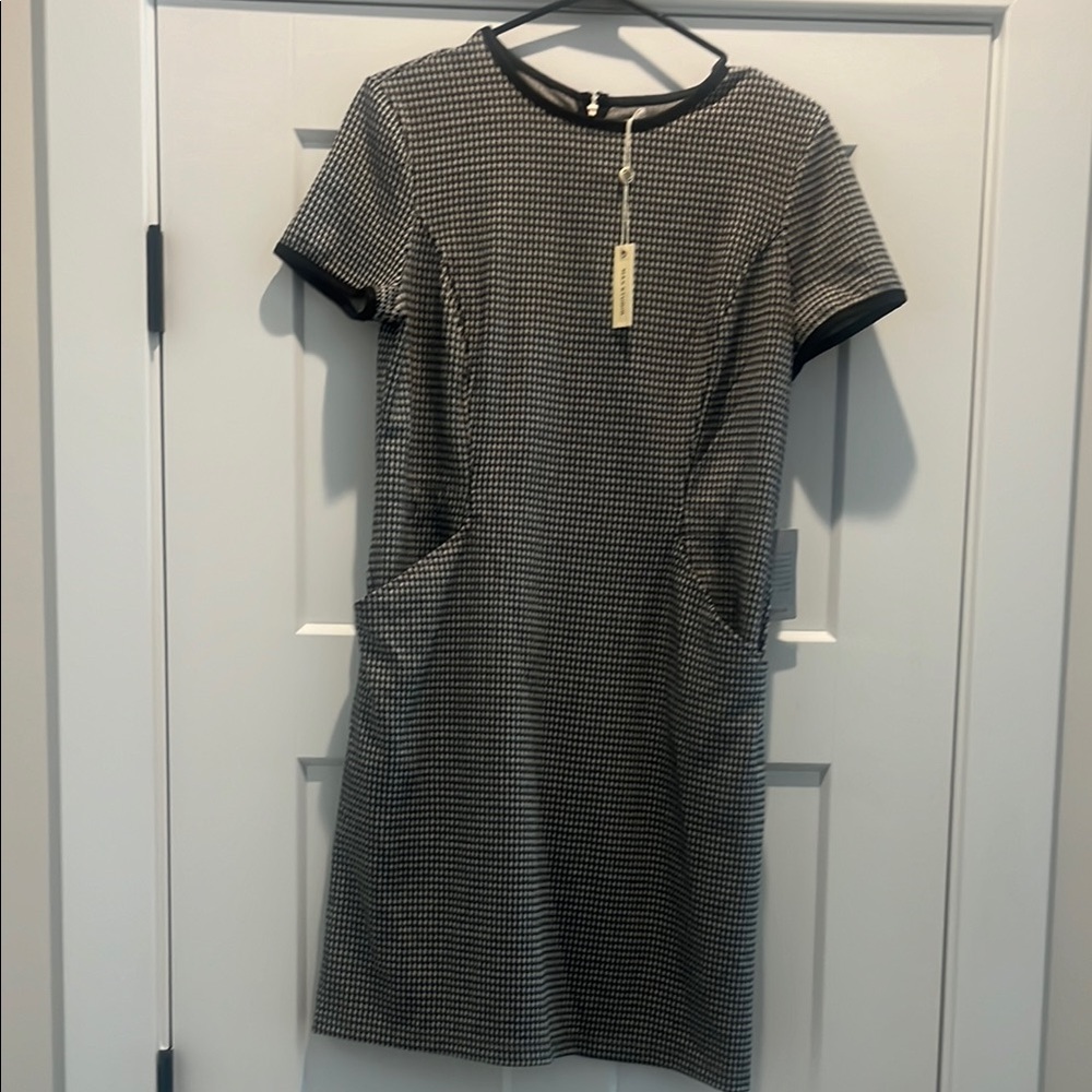 Max Studio Gray Sheath Dress Crew Neck Midi Medium